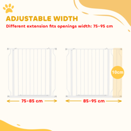 PawHut Wide Dog Safety Gate, with Door Pressure, for Doorways, Hallways, Staircases - White - Aosom UK - thumbnail 4