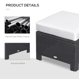 Outsunny Waterproof Rattan Footstool with Padded Seat Cushion Outdoor Patio Furniture for Backyard Garden Poolside - Aosom UK - thumbnail 7