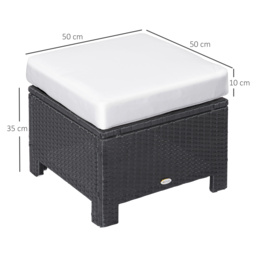 Outsunny Waterproof Rattan Footstool with Padded Seat Cushion Outdoor Patio Furniture for Backyard Garden Poolside - Aosom UK - thumbnail 3