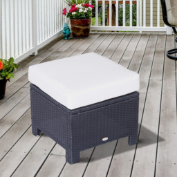 Outsunny Waterproof Rattan Footstool with Padded Seat Cushion Outdoor Patio Furniture for Backyard Garden Poolside - Aosom UK - thumbnail 8