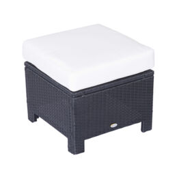 Outsunny Waterproof Rattan Footstool with Padded Seat Cushion Outdoor Patio Furniture for Backyard Garden Poolside - Aosom UK - thumbnail 1