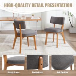 Stylish Mid-Century Dining Chairs with Ergonomic Backrest, Comfortable Upholstered Side Chairs for Dining Room, 47L x 54.5W x 77H cm, Beige - Aosom UK - thumbnail 5