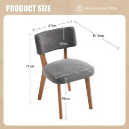 Stylish Mid-Century Dining Chairs with Ergonomic Backrest, Comfortable Upholstered Side Chairs for Dining Room, 47L x 54.5W x 77H cm, Beige - Aosom UK - thumbnail 3