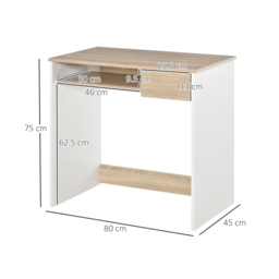 HOMCOM Compact Computer Table with Keyboard Tray Drawer Study Office Working Gaming Writing Desk, Oak Colour - Aosom UK - thumbnail 3