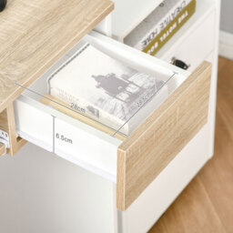 HOMCOM Compact Computer Table with Keyboard Tray Drawer Study Office Working Gaming Writing Desk, Oak Colour - Aosom UK - thumbnail 9
