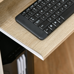 HOMCOM Compact Computer Table with Keyboard Tray Drawer Study Office Working Gaming Writing Desk, Oak Colour - Aosom UK - thumbnail 7