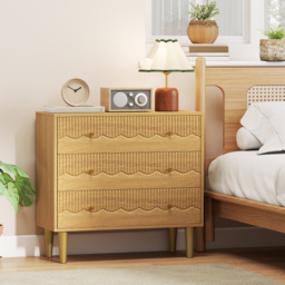 HOMCOM Dresser for Bedroom 3 Drawer Chest of Drawers with Steel Frame for Living Room in Oak - thumbnail 2