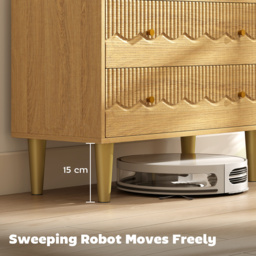 HOMCOM Dresser for Bedroom 3 Drawer Chest of Drawers with Steel Frame for Living Room in Oak - thumbnail 6