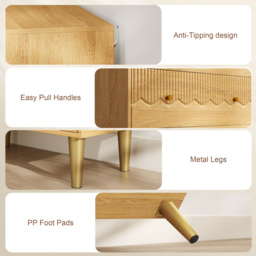 HOMCOM Dresser for Bedroom 3 Drawer Chest of Drawers with Steel Frame for Living Room in Oak - thumbnail 7