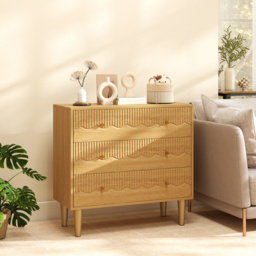 HOMCOM Dresser for Bedroom 3 Drawer Chest of Drawers with Steel Frame for Living Room in Oak - thumbnail 8