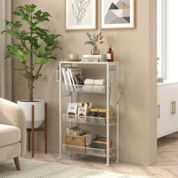 HOMCOM 3-Tier Kitchen Cart with 3 Steel Wire Baskets - White - thumbnail 7