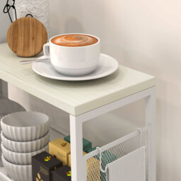 HOMCOM 3-Tier Kitchen Cart with 3 Steel Wire Baskets - White - thumbnail 9
