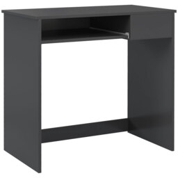 HOMCOM Computer Table with Keyboard Tray and Drawer, Compact Computer Desk, Study Desk, Writing Desk for Home Office, Grey - Aosom UK