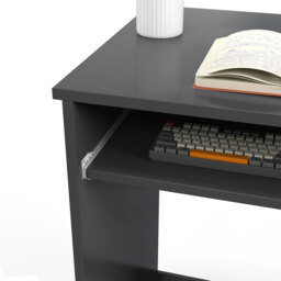 HOMCOM Computer Table with Keyboard Tray and Drawer, Compact Computer Desk, Study Desk, Writing Desk for Home Office, Grey - Aosom UK - thumbnail 8