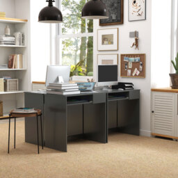 HOMCOM Computer Table with Keyboard Tray and Drawer, Compact Computer Desk, Study Desk, Writing Desk for Home Office, Grey - Aosom UK - thumbnail 2