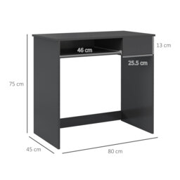HOMCOM Computer Table with Keyboard Tray and Drawer, Compact Computer Desk, Study Desk, Writing Desk for Home Office, Grey - Aosom UK - thumbnail 3