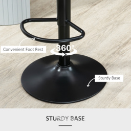 HOMCOM Set of 2 Adjustable Swivel Bar Stools with Backrest & Footrest, PU Leather Counter Chairs with Gas Lift, Comfortable Kitchen Island Seating, Black - Aosom UK - thumbnail 6