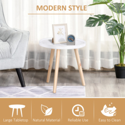 HOMCOM Carved Elegance: Set of 2 Floral Coffee Tables with Tray Top, Wooden Legs, Modern Round Side Tables, White - Aosom UK - thumbnail 4