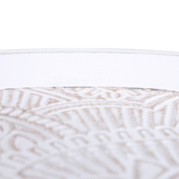 HOMCOM Carved Elegance: Set of 2 Floral Coffee Tables with Tray Top, Wooden Legs, Modern Round Side Tables, White - Aosom UK - thumbnail 9