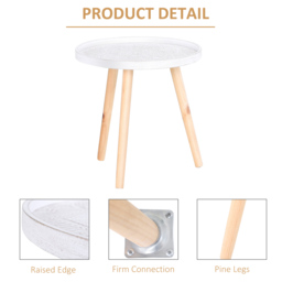 HOMCOM Carved Elegance: Set of 2 Floral Coffee Tables with Tray Top, Wooden Legs, Modern Round Side Tables, White - Aosom UK - thumbnail 6