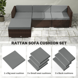 Outsunny 7-Piece Patio Furniture Cushions, Outdoor Loveseat Cushion with Removable Covers for Rattan Furniture, 60x60 cm, Dark Grey - thumbnail 7