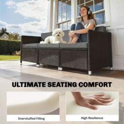 Outsunny 7-Piece Patio Furniture Cushions, Outdoor Loveseat Cushion with Removable Covers for Rattan Furniture, 60x60 cm, Dark Grey - thumbnail 5