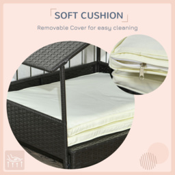 PawHut Extendable Elevated Dog Bed, Rattan Dog House, with Water-Resistant Roof, Removable Cushion, for Small, Medium Dogs - thumbnail 8