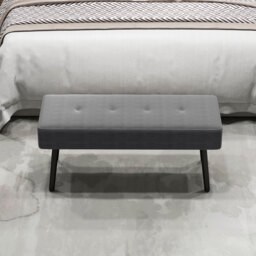 HOMCOM End of Bed Bench, Corduroy Bedroom Bench with Thick Padding and Steel Legs, Tufted Window Seat for Entryway, Living Room, Grey - thumbnail 8
