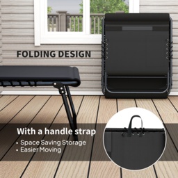 Outsunny Folding Sun Loungers Set of 2, Recliner Garden Chairs with Quick Drying Pad Headrest Side Pocket, Garden Sun Loungers for Beach Pool, Black - thumbnail 5
