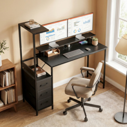 HOMCOM 147cm Gaming Desk with Charging Station and Monitor Stand, Computer Table for Home Office with RGB Lights, Black - thumbnail 8