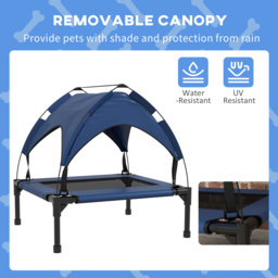 PawHut Raised Cooling Pet Bed, Breathable Mesh, Washable, for Small to Medium Dogs, 76 x 61 x 69.5cm, Dark Blue - Aosom UK - thumbnail 5