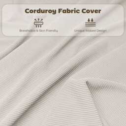 HOMCOM Set of Four Folding Corduroy Seat Chairs - Off-White - thumbnail 7