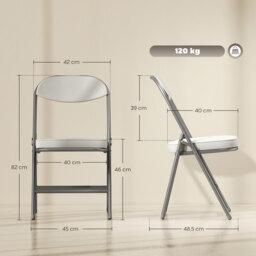 HOMCOM Set of Four Folding Corduroy Seat Chairs - Off-White - thumbnail 3