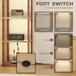 HOMCOM LED Floor Lamp with Glass Shelves, 4 Layers Dimmable Tall Standing Lamp, Modern Column Shelf Floor Light for Living Room, Bedroom, Office, Rustic Brown - thumbnail 5