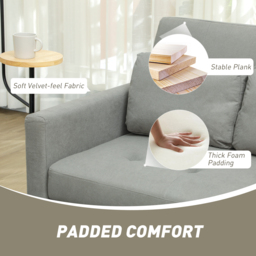 HOMCOM Velvet-Feel Two-Seater Sofa Bed - Light Grey - thumbnail 6