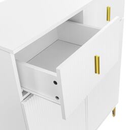Elegant Sideboard with Adjustable Shelves and Gold-Plated Accents, Cabinet Ideal for Space-Saving Room, 83L x 35W x 101H cm, White+Gold - Aosom UK - thumbnail 7