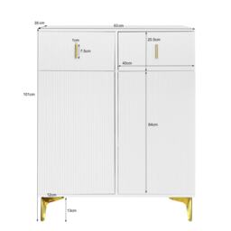Elegant Sideboard with Adjustable Shelves and Gold-Plated Accents, Cabinet Ideal for Space-Saving Room, 83L x 35W x 101H cm, White+Gold - Aosom UK - thumbnail 3