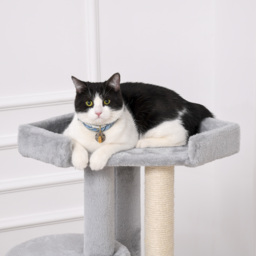 PawHut Cat Tree Multi-Level, Kitten Tower Activity Centre with Scratching Post, Condo, Hanging Ropes & Plush Perches, Grey - thumbnail 7