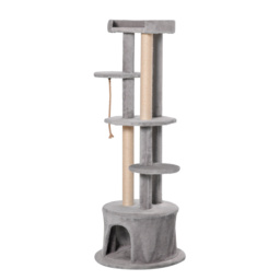 PawHut Cat Tree Multi-Level, Kitten Tower Activity Centre with Scratching Post, Condo, Hanging Ropes & Plush Perches, Grey - thumbnail 1