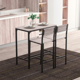 HOMCOM 3 Pcs Table Stool Set Industrial Design w/ Metal Frame Oak Tone MDF Panels Minimal Compact Beautiful - Aosom UK - thumbnail 8