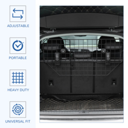 PawHut Dog Guard for Cars Adjustable Boot Barrier Metal Mesh Pet Headrest, 90-120W x 40.5H cm - Aosom UK - thumbnail 4