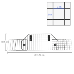 PawHut Dog Guard for Cars Adjustable Boot Barrier Metal Mesh Pet Headrest, 90-120W x 40.5H cm - Aosom UK - thumbnail 3