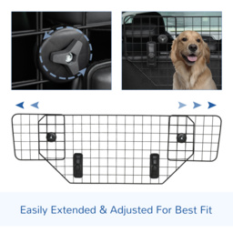 PawHut Dog Guard for Cars Adjustable Boot Barrier Metal Mesh Pet Headrest, 90-120W x 40.5H cm - Aosom UK - thumbnail 6