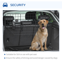 PawHut Dog Guard for Cars Adjustable Boot Barrier Metal Mesh Pet Headrest, 90-120W x 40.5H cm - Aosom UK - thumbnail 5