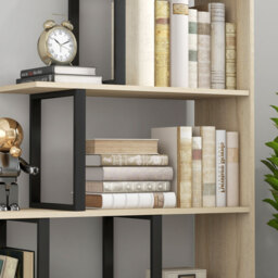 HOMCOM 5-Tier Bookcase, Wooden Ladder Bookshelf Display Stand, Oak - thumbnail 8