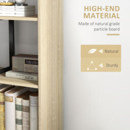 HOMCOM 5-Tier Bookcase, Wooden Ladder Bookshelf Display Stand, Oak - thumbnail 5