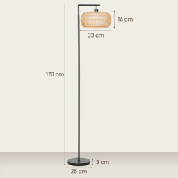 HOMCOM Boho Dimmable Floor Lamp - Black - thumbnail 3