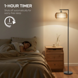 HOMCOM Boho Dimmable Floor Lamp - Black - thumbnail 6