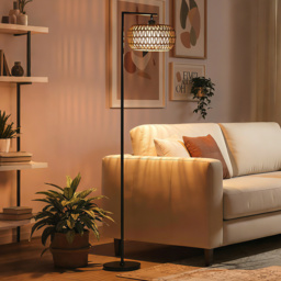 HOMCOM Boho Dimmable Floor Lamp - Black - thumbnail 2