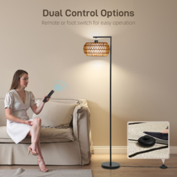 HOMCOM Boho Dimmable Floor Lamp - Black - thumbnail 5